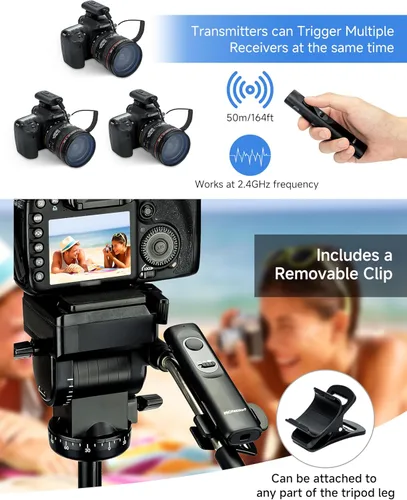 Vista 5 de Liberación remota del obturador de la cámara inalámbrica: [164 pies] Accesorios de control de radio para Canon Rebel T7 T6 T5 T8i T7i SL3 EOS R RP