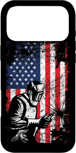 Vista 22 de Welder Gifts - Funda de soldadura patriótica con bandera estadounidense para iPhone 17