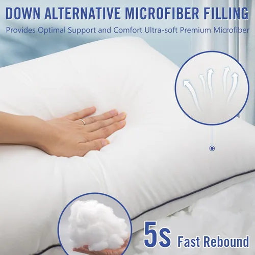 Vista 3 de Vorouhals Colección de Hotel - Juego de 2 almohadas de cama tamaño estándar frescas para dormir, para personas que duermen de espalda, boca abajo