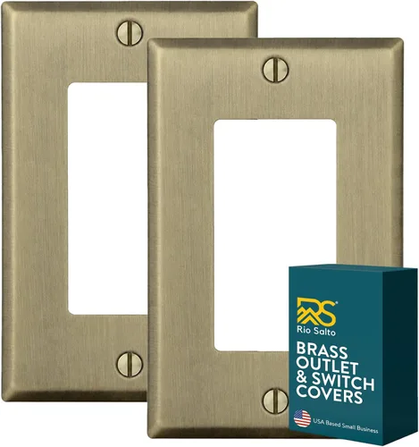 Vista 85 de Rio Salto BRASS Signature Collection MIDSIZE - Placa de pared de metal dorado para interruptor de luz o cubierta de tomacorriente, placa de pared
