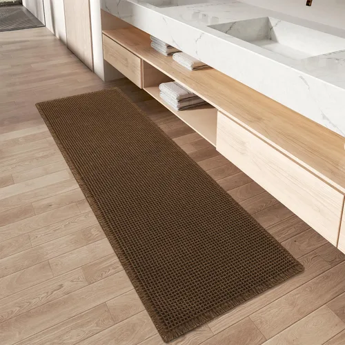 Vista 15 de Alfombra de baño mejorada con diseño de gofres, absorbente y antideslizante Negro