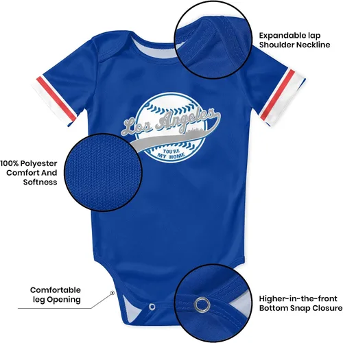 Vista 4 de Body de ciudad para bebé, niño, niña, diseño de regalo para fanáticos del béisbol, diseño de tu propio nombre y número, Los Angeles