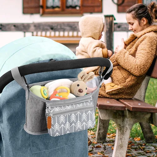 Vista 6 de Accmor Organizador universal para cochecito con bolsa desmontable para teléfono, organizador de cochecito, accesorios para Uppababy, Baby Jogger