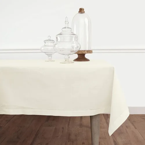 Vista 30 de Solino Home Mantel de lino de algodón, dobladillo blanco, 52 x 52 pulgadas