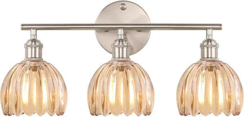 Vista 137 de Shenmoyl Lámparas de baño, lámpara de pared de 2 luces para tocador sobre espejo con pantalla de vidrio tulipán blanco para dormitorio, sala