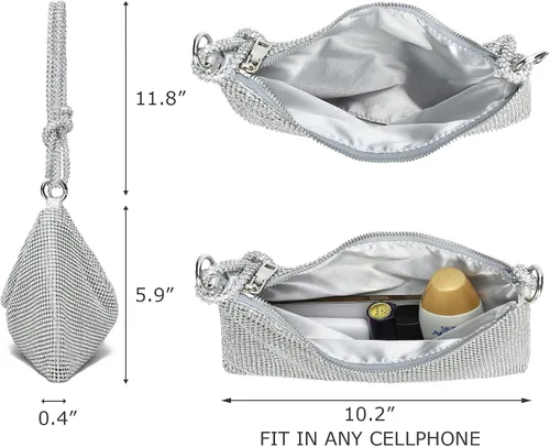 Vista 6 de YIKOEE Bolso de mano de noche con diamantes de imitación con purpurina
