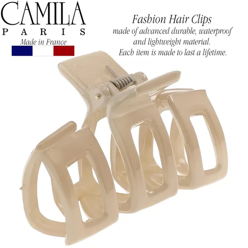 Vista 4 de Camila Paris - Pinzas para el cabello francés para mujer, cabello grueso, 2.5 pulgadas, 1 unidad (paquete de 1), beige, mariposa, agarre fuerte