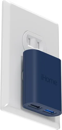 Vista 11 de iHome Cargador de pared USB delgado de 2 puertos, adaptador plano del enchufe del viaje del multipuerto Dual USB-A ports, 2.4A Rapid Charge