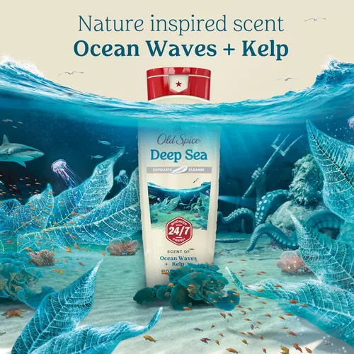 Vista 7 de Old Spice Gel de baño limpiador para hombres, ducha 24/7 fresco con aroma duradero, exfolia y limpieza, suave con la piel, vitamina B3, mar profundo