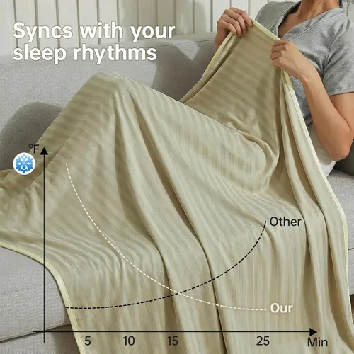 Vista 4 de Guohaoi - Manta refrescante de enfriamiento para personas que duermen con calor, fibra Arc-Chill Q-Max >0.5, 100% Certificada Oeko-Tex, ligera