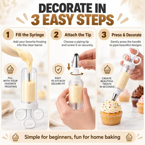 Vista 5 de Stainless Steel Cake Decorating Gun Kit with 6 Icing Piping Tips，S+L