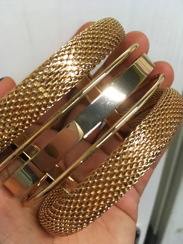 Vista 3 de Pulseras elegantes para mujer y niña, brazalete dorado