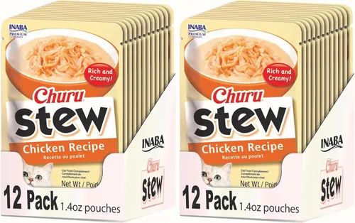 Vista 10 de INABA Churu - Guiso para gatos mayores de 10 años, bolsita de guarnición, 1.4 onzas por bolsita, 12 bolsitas en total, receta de pollo