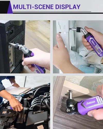Vista 7 de Set de destornillador de trinquete, juego de destornillador de múltiples puntas 14 en 1, destornillador ajustable con pivote de 180°, para bricolaje