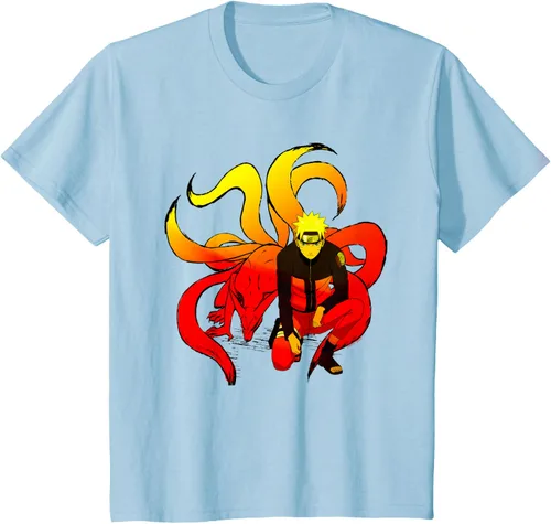 Vista 9 de Naruto Shippuden Naruto and 9 Tails - Camiseta de manga corta Negro