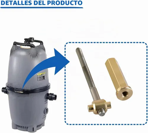 Vista 2 de Conjunto de perilla de anillo de abrazadera con varilla roscada y retenedor para Jandy DEV/DEL, Zodiac CV/CL filtro de piscina y spa, repuesto