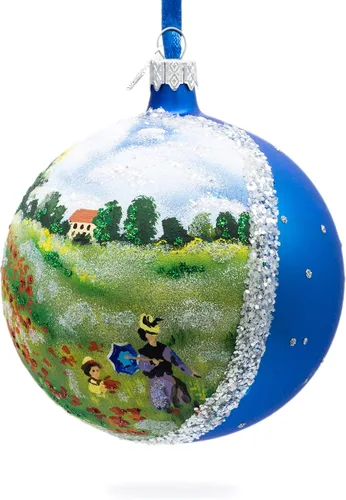 Vista 6 de Amapolas Salvajes Pintura Bola de Vidrio Adorno de Navidad 4 Pulgadas