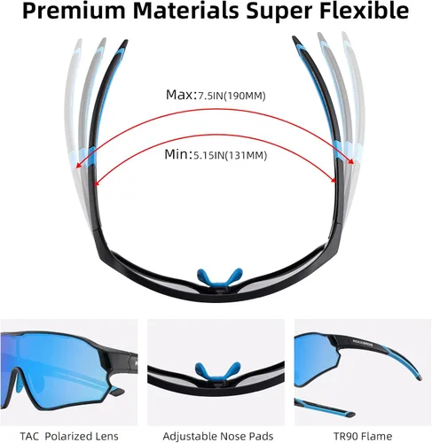 Vista 4 de ROCKBROS Lentes de sol polarizados para niños, gafas de sol deportivas para ciclismo, protección UV400 para jóvenes, niños y niñas de 8 a 14 años