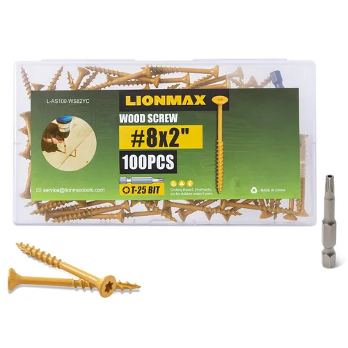 Vista 26 de LIONMAX Tornillos de cubierta de 1-1/4 pulgadas, tornillos para madera #8 x 1-1/4 pulgadas, 100 unidades, resistentes a la corrosión, revestimiento