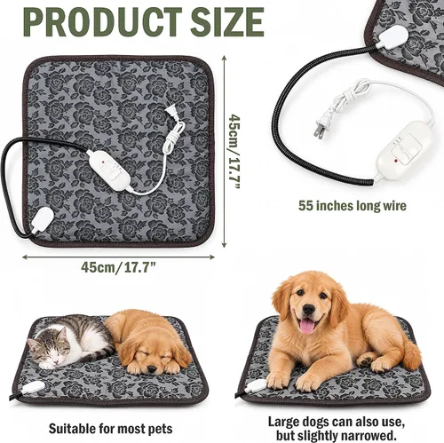 Vista 2 de Electric Dog Heating Blanket, Heating Pad for Cat, Pet with Anti-Bite Tube