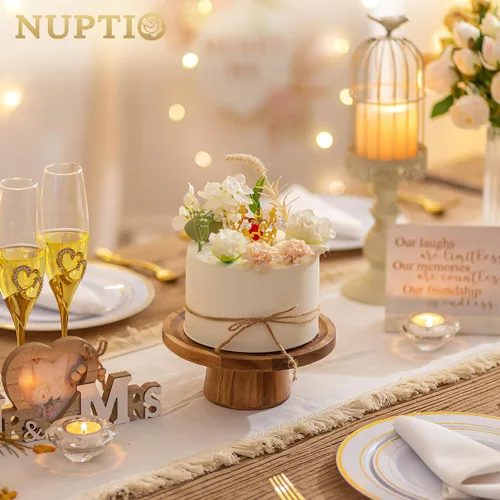 Vista 2 de NUPTIO Soporte de madera para tartas, soporte para cupcakes pequeños