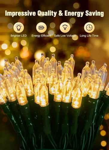 Vista 2 de Brightown Guirnalda de luces de Navidad a pilas, 20 luces LED de 8 pies con temporizador, luces de árbol de Navidad para interiores y exteriores