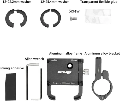 Vista 2 de GUB PRO1 Soporte universal para teléfono celular de aleación de aluminio para manillar de bicicleta de 3.5-6.2 pulgadas