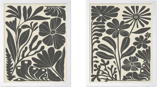 Vista 35 de Poster Master Póster botánico vintage de 3 piezas, estampado floral retro, regalo para artistas, amigos, flores de acuarela, brillante, azul