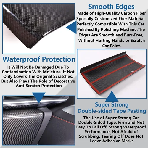 Vista 3 de Sekhyna Cubierta lateral de control central de automóvil compatible con Chevrolet Corvette C8 2020-2024 100% fibra de carbono, 1 unidad