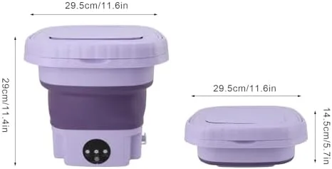 Vista 2 de Lavadora portátil 11L ABS PP Mini Lavadora de cubo plegable automática con tubo de drenaje para apartamento de viaje RV (enchufe de EE. UU.)