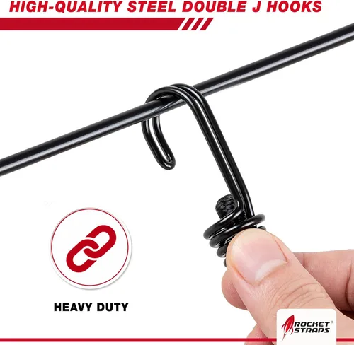 Vista 4 de Surtido definitivo de cuerdas elásticas para exteriores - Juego resistente de 12 cuerdas elásticas con ganchos doble J - Correas elásticas