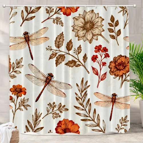 Vista 15 de Batmerry Maritime Nautical Hookless Shower Curtain with Snap in Liner Set, Anchors Ship Wheel Bath Curtain Magnetic Hem Quick-Drying Waterproof