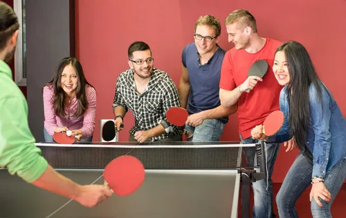 Vista 5 de Pala de ping pong con diseño de piña, raqueta de tenis de mesa prémium de 5 capas (negro en la parte trasera)