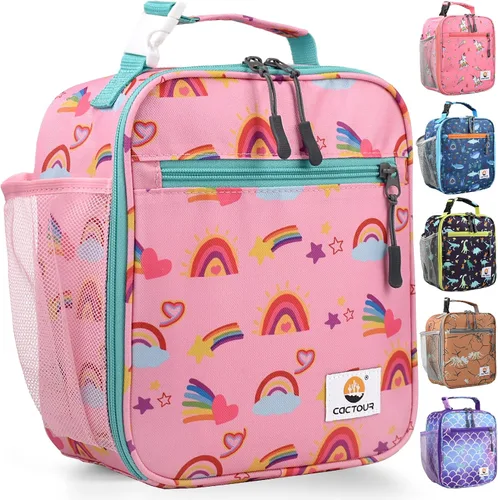 Vista 21 de CaCTOUR Lonchera para Niños, 2 Paquetes Bolsa de Almuerzo Aislada para Niñas y Niños, Bolsa Suave Mini Enfriador Regreso a la Escuela Bolsa