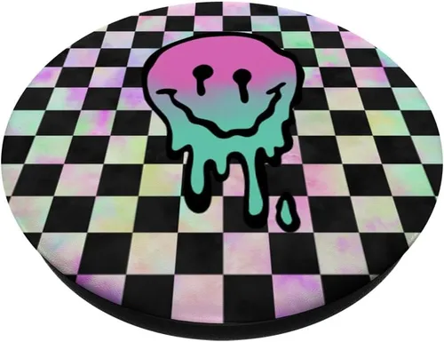 Vista 2 de Blah Retro Y2K Drippy Smile Face 90s Vaporwave Rad PopSockets PopSockets intercambiables rosa fresco