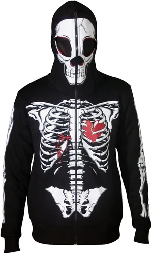 Vista 4 de Skylinewears Sudadera con capucha para hombre, diseño de calavera de esqueleto, disfraz de Halloween