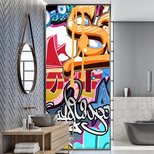 Vista 24 de SIGNFORD - Papel tapiz de colorido diseño de graffiti, removible para dormitorio o sala de estar, 66 x 96 pulgadas Graffiti1-2001-y09