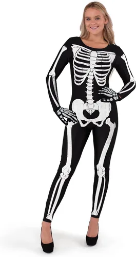Vista 8 de Spooktacular Creations Disfraz de esqueleto para mujer adulta disfraz de esqueleto que brilla en la oscuridad overol para Halloween fiesta juego