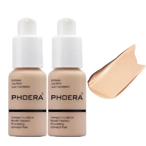 Vista 13 de Phoera - Base de maquillaje líquida mate suave sin imperfecciones, corrector de larga duración, resistente al agua, de cobertura total