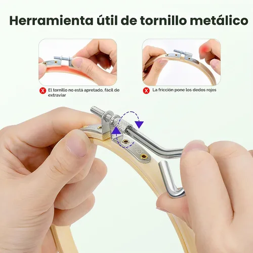Vista 2 de Caydo Aro de bordado de 3 piezas con herramienta de tornillo de metal, aros de bordado de bambú de 6 pulgadas para bordar y coser, aro de punto