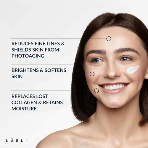 Vista 2 de NAELI Hidratante facial con SPF 30, crema antienvejecimiento de colágeno y péptidos, reduce las arrugas, hidratación ligera de la piel con ácido