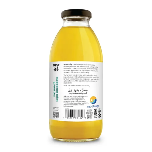Vista 5 de Eat The Change Just Ice Tea - Té verde orgánico de menta marroquí, Kosher, 16 onzas líquidas (paquete de 12)
