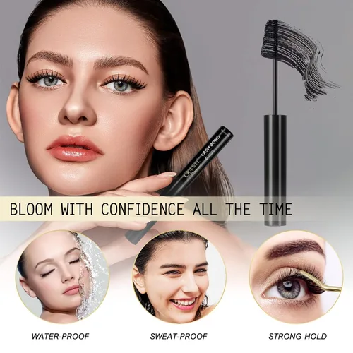 Vista 2 de QUEWEL Lash Bond - Pegamento de pestañas en racimo negro para extensiones de pestañas, rímel impermeable de larga duración