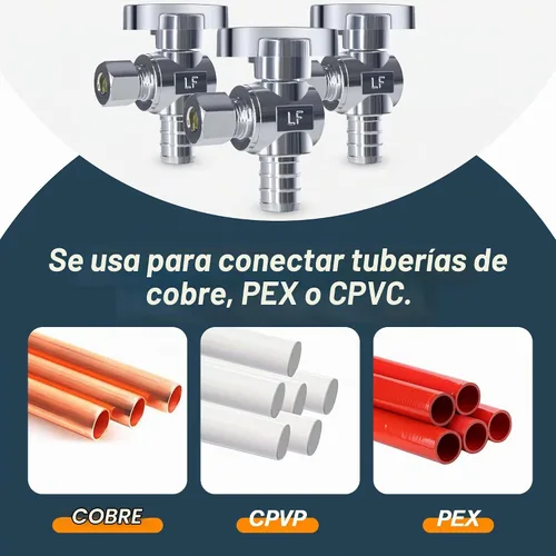 Vista 6 de VINTEX Paquete de 5 válvulas Pex de 1/2 pulgada x 3/8 pulgadas de ángulo Od Pex, válvula de cierre de agua, accesorios de crimpado de cuarto