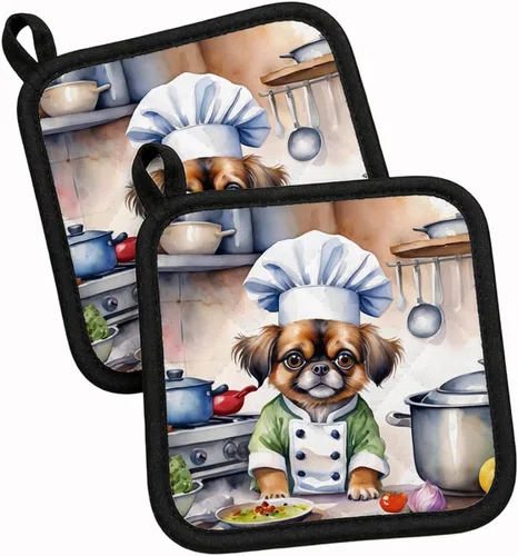 Vista 132 de Caroline's Treasures Coton de Tulear El Chef Par de Agarraderas de Ollas de Cocina Resistentes al Calor Juegos de Agarraderas de Ollas Almohadillas