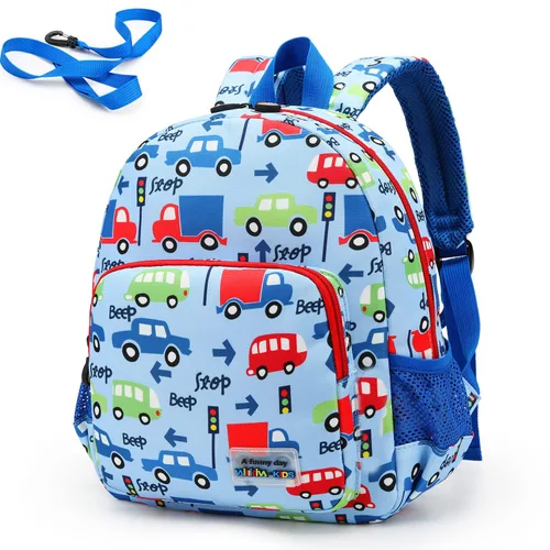 Vista 9 de willikiva Mochila de dinosaurio 3D para niños y niñas, mochila impermeable con arnés de seguridad preescolar (azul oscuro)
