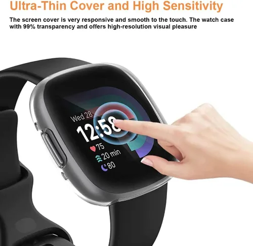 Vista 4 de Funda protectora de pantalla compatible con Fitbit Versa 4/Sense 2, funda protectora completa de TPU para reloj inteligente Sense 2/Versa 4