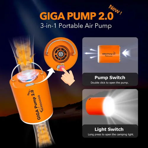 Vista 8 de GIGA PUMP 2.0 Bomba de aire eléctrica portátil 1300 mAh batería recargable bomba ultra mini inflador/deflator bomba para anillos de natación colchón