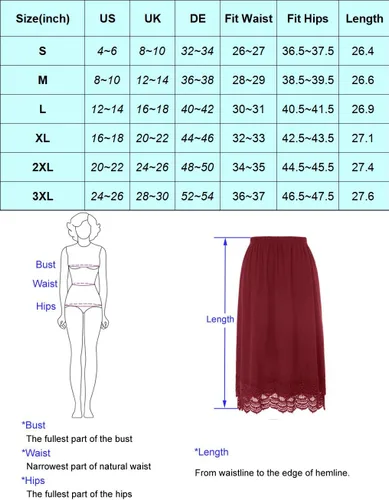 Vista 3 de GRACE KARIN Falda larga hasta la rodilla, extensor de falda de doble encaje