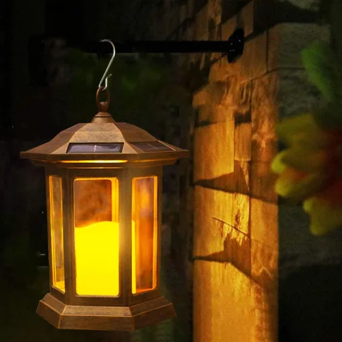 Vista 7 de Farol Solar para Exteriores, Linternas Colgantes para Exteriores con Luces LED de Velas - Luces Solares Impermeables de PVC, Luces de Farol